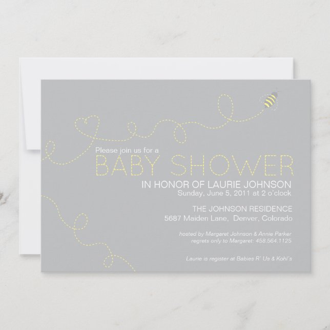 Invitation de baby shower d'abeille de miel (Devant)