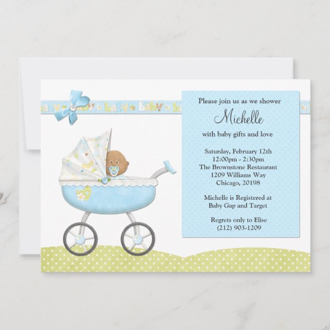 Invitation de baby shower d'Afro-américain (Devant)