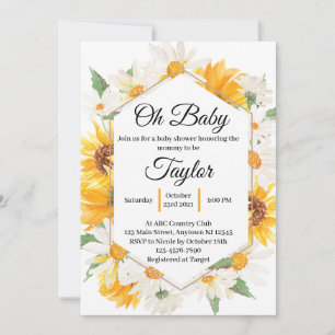 Invitation de Baby shower Daisy et Sunflower
