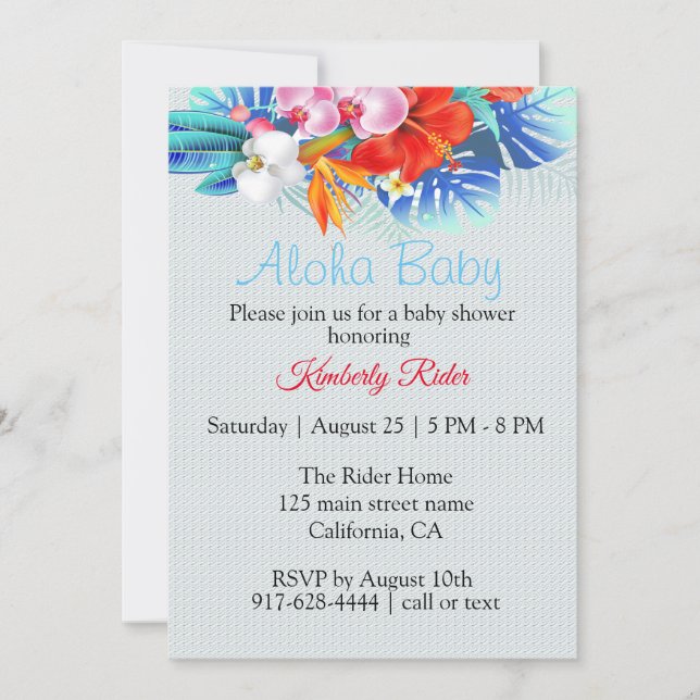 Invitation de Baby shower d'Aloha floral tropical (Devant)