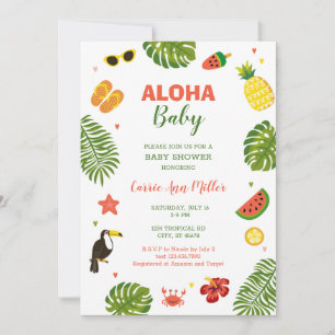 Invitation de Baby shower d'Aloha Hawaïen tropical