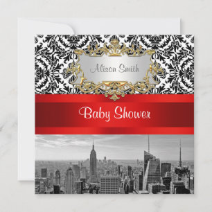 Invitation de Baby shower Damask de NY City Skylin