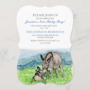 Invitation de Baby shower d'âne miniature