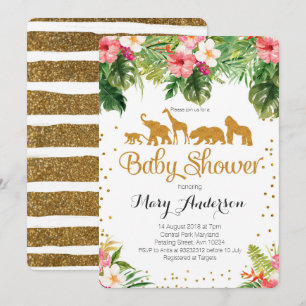 Invitation de baby shower d'animaux de safari