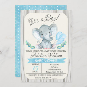 Invitation de baby shower d'aquarelle d'éléphant