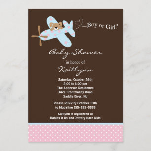 Invitation de baby shower d'avion de garçon ou de
