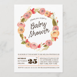 Invitation de Baby shower de  à couronne florale R