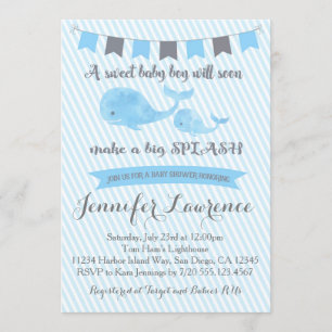 Invitation de baby shower de baleine