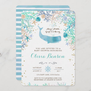 Invitation de baby shower de baleine