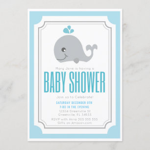 Invitation de baby shower de baleine de bébé