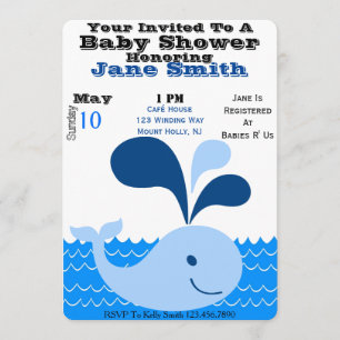 Invitation de baby shower de baleine (garçon)