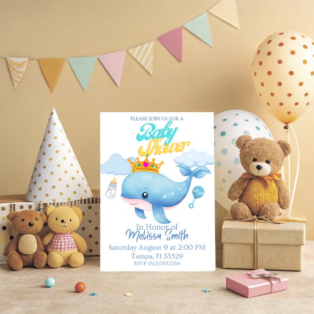 Invitation de Baby shower de baleines bébés (Adorable baby whale design for the perfect baby shower. Use this theme with additional whale items.)