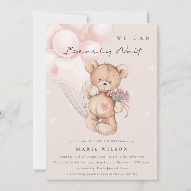 Invitation de Baby shower de ballon d'attente rapi (Devant)