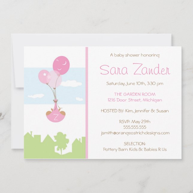 Invitation de baby shower de ballon de monogramme (Devant)