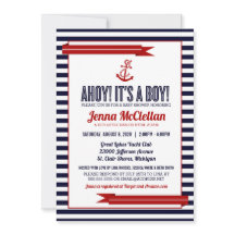 Invitation de Baby shower de bande et d'Ancres nau