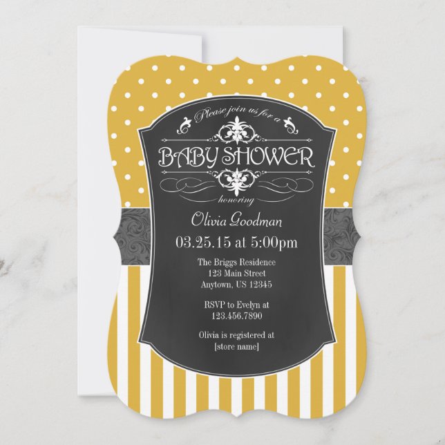 Invitation de Baby shower de bandes de tableau noi (Devant)