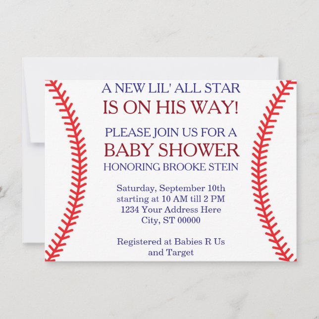 Invitation de baby shower de base-ball (Devant)