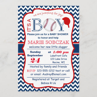Invitation de Baby shower de baseball personnalisa