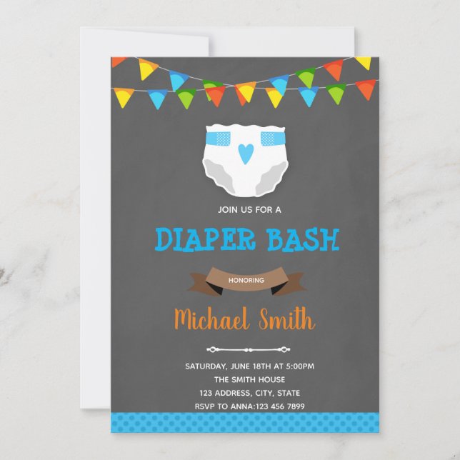 Invitation de baby shower de bassh garçon de couch (Devant)