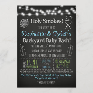 Invitation de baby shower de BBQ de BaByQ et carte