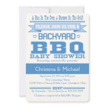 Invitation de baby shower de BBQ de bébé bleu