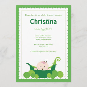 Invitation de baby shower de bébé de cosse de pois