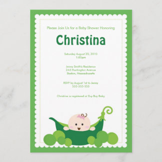 Invitation de baby shower de bébé de cosse de pois