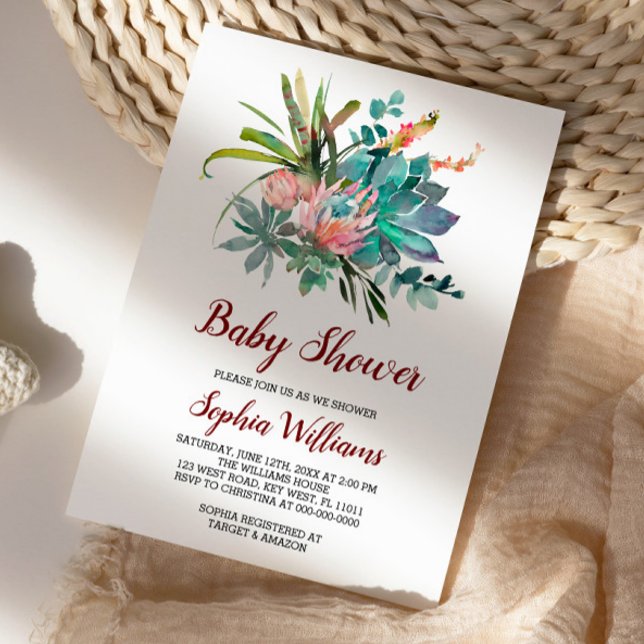 Invitation de Baby shower de Boho Cactus Succulent (Créateur téléchargé)
