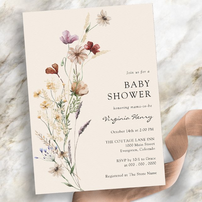 Invitation de Baby shower de Boho Floral Rustique (Rustic Boho Floral Baby Shower Invitation
)