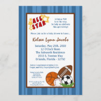 invitation de baby shower de boule de sport de 5x7