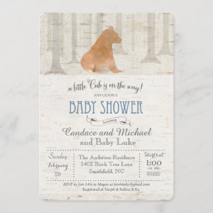 Invitation de baby shower de bouleau de CUB d'ours