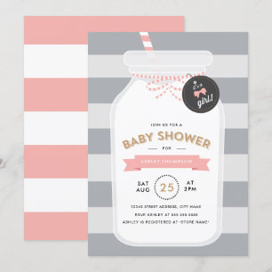 Invitation de Baby shower de bouteille de lait vin