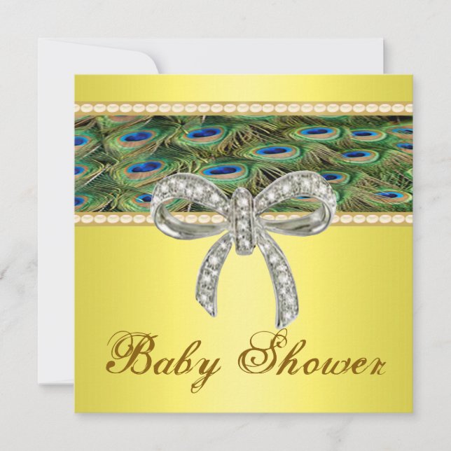 Invitation de Baby shower de Bow Diamond Peacock J (Devant)