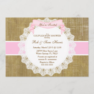 Invitation de Baby shower de Burlap Vintage Rustic