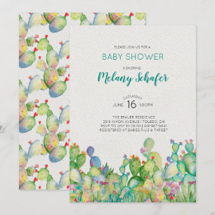 Invitation de baby shower de cactus d'aquarelle