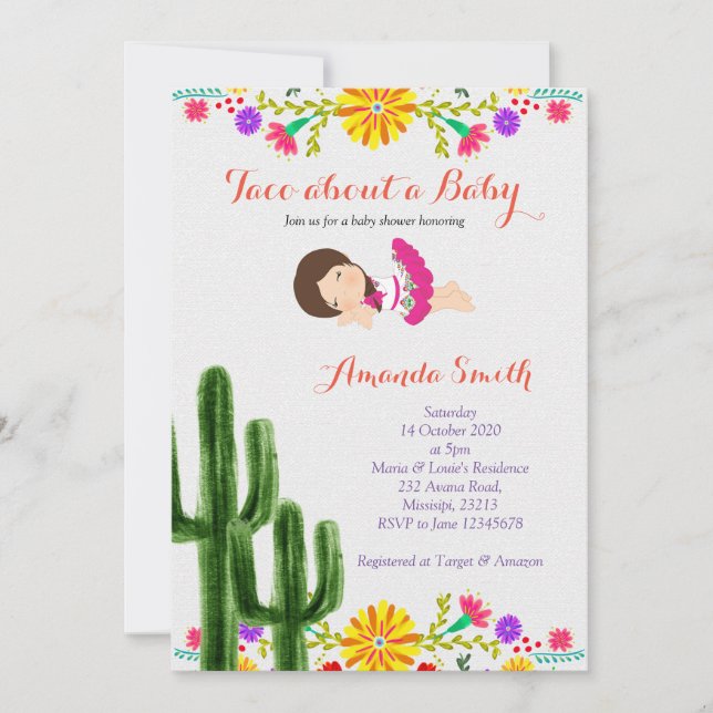 Invitation de baby shower de cactus de bébé (Devant)