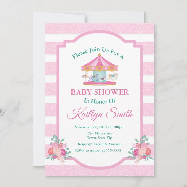 Invitation de Baby shower de carrousel Joyer Parco (Devant)