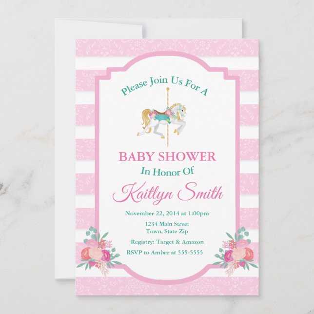 Invitation de Baby shower de carrousel Joyer Parco (Devant)