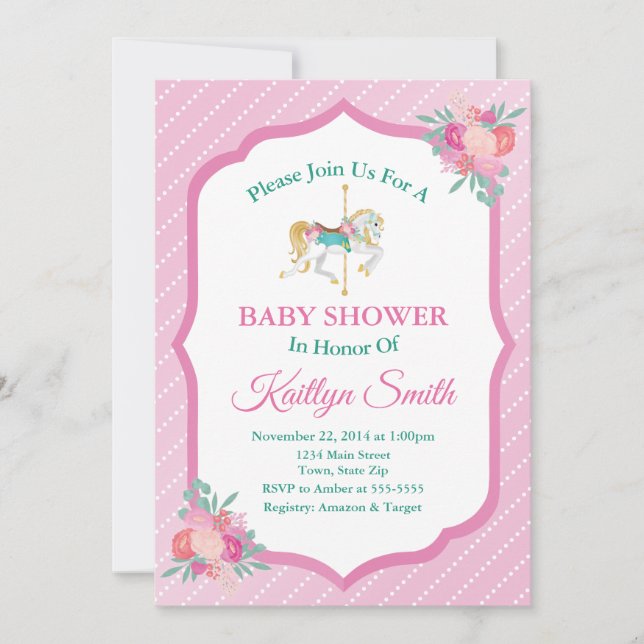 Invitation de Baby shower de carrousel Joyer Parco (Devant)