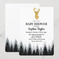 Invitation de Baby Shower de cerf de forêt d'arbre