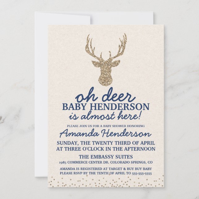 Invitation de Baby shower de cerfs (Devant)