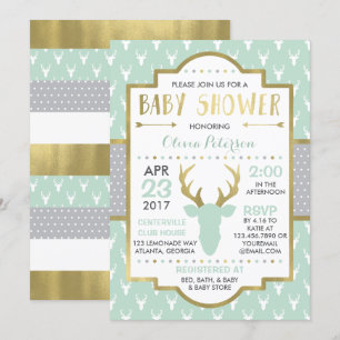 Invitation de baby shower de cerfs communs de