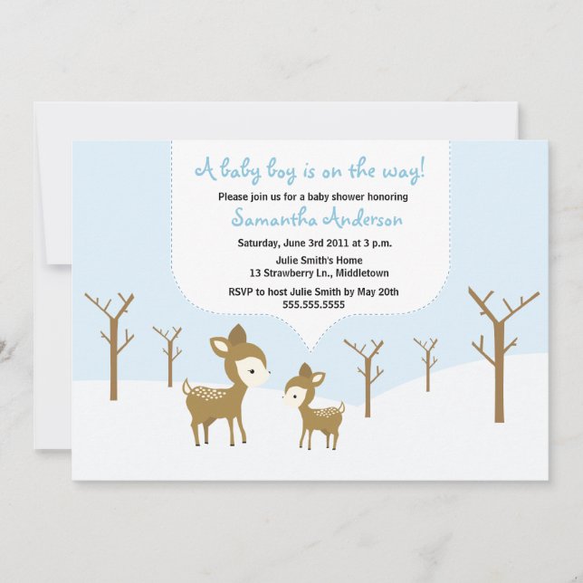 Invitation de baby shower de cerfs communs et de (Devant)