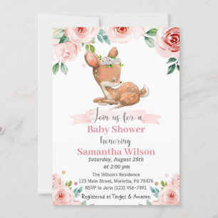 Invitation de Baby shower de cerfs de bébés florau