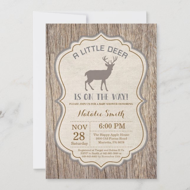 Invitation de Baby shower de cerfs rustiques (Devant)
