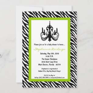 Invitation de Baby shower de chandelier Lime Zebra