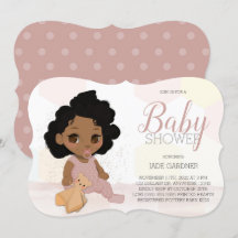 Invitation de Baby shower de cheveux bouclés - ton
