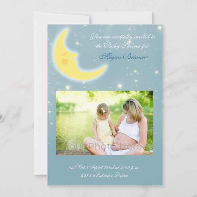 Invitation de baby shower de ciel de lune (Devant)