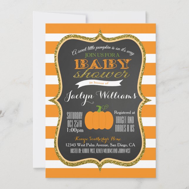 Invitation de baby shower de citrouille d'automne (Devant)
