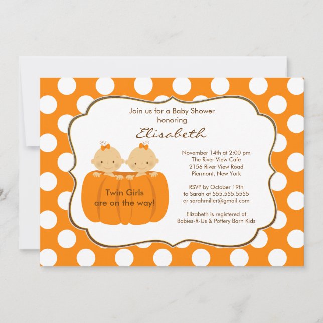 Invitation de baby shower de citrouille d'automne (Devant)